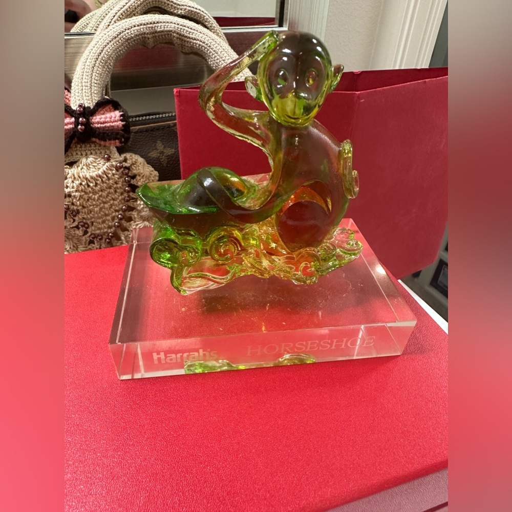 Collector’s Year of the Monkey Harrahs’s Glass Statue Vintage